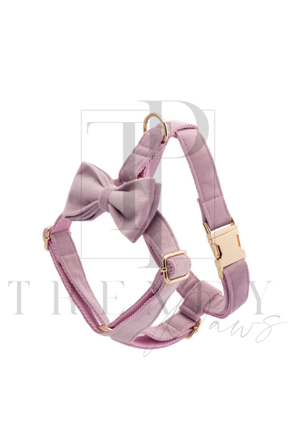 Lavender velvet soft dog harnesses harness bow ties