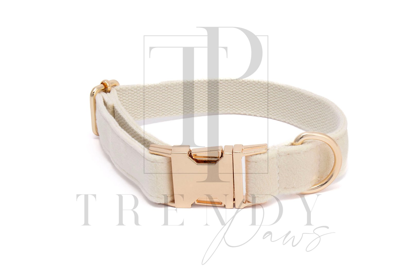 Milky white velvet dog collar