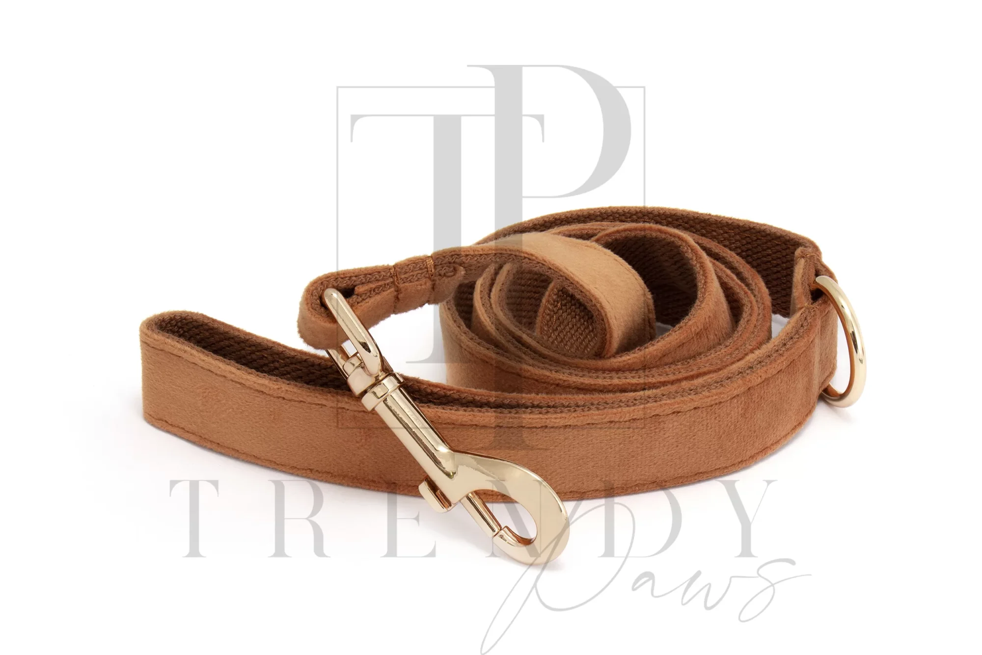 Trendy paws caramel velvet dog leash