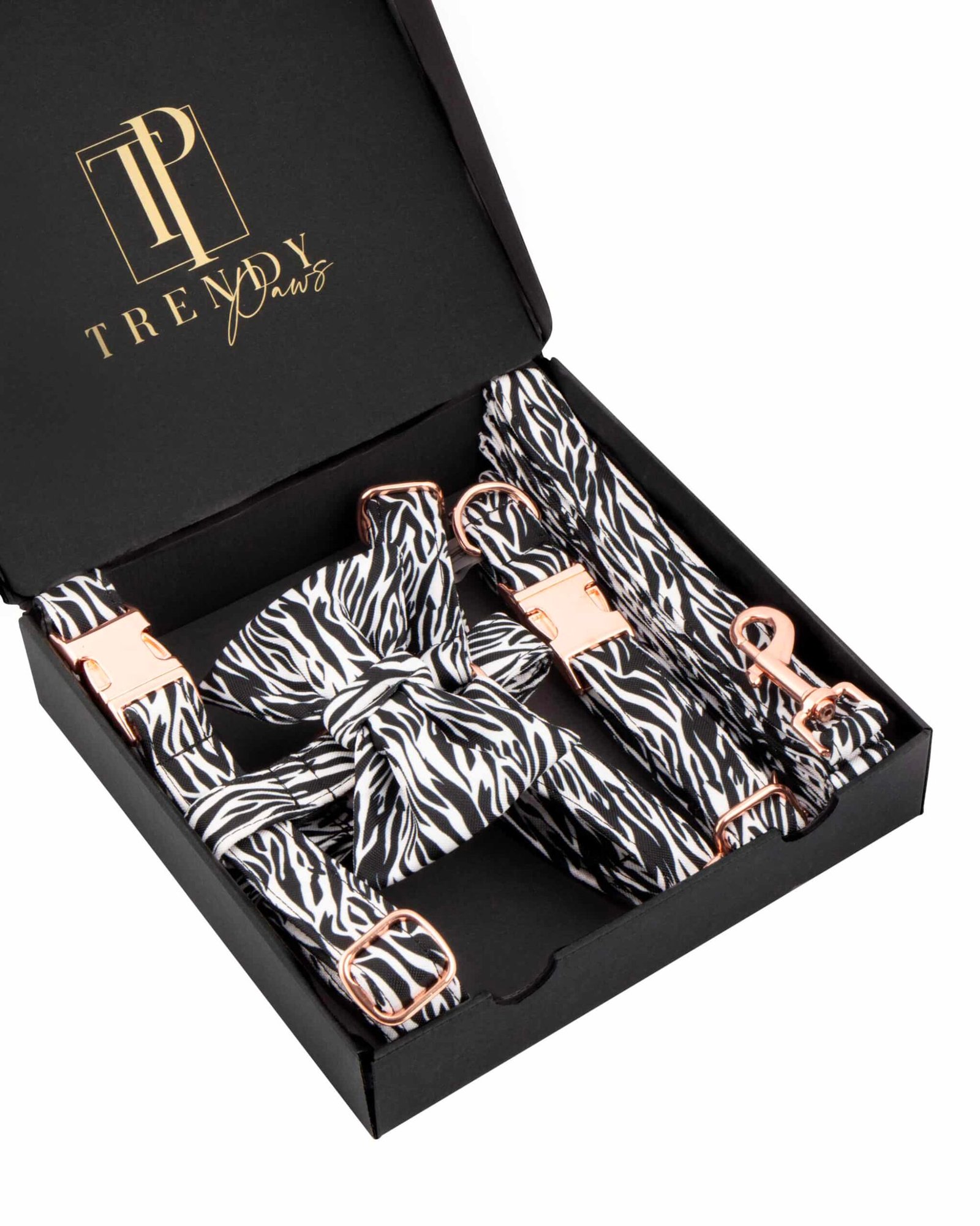 Trendy paws ZEBRA šuns komplektas, petnešos ,antkaklis, pavadėls madingas