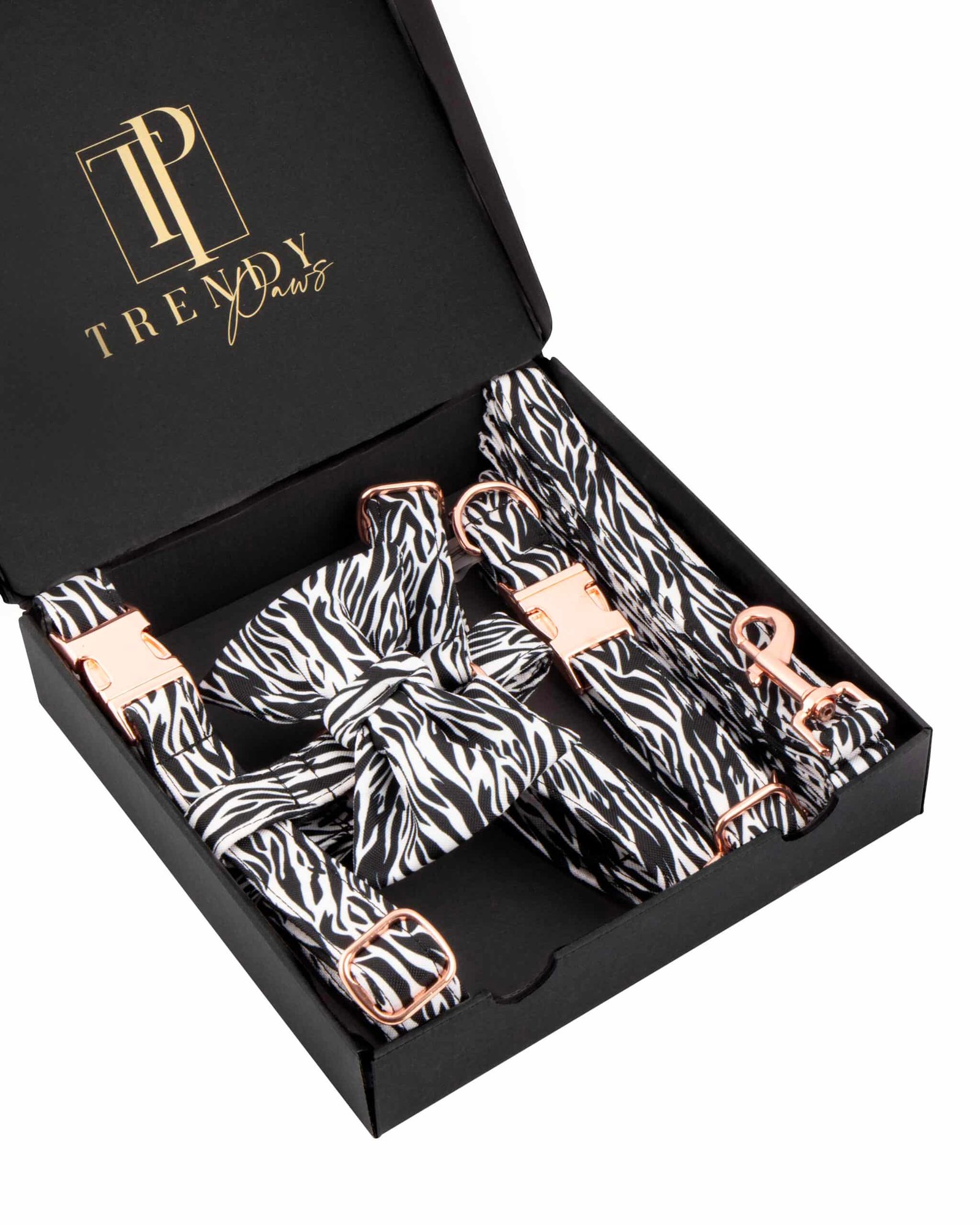 Trendy paws ZEBRA šuns komplektas, petnešos ,antkaklis, pavadėls madingas